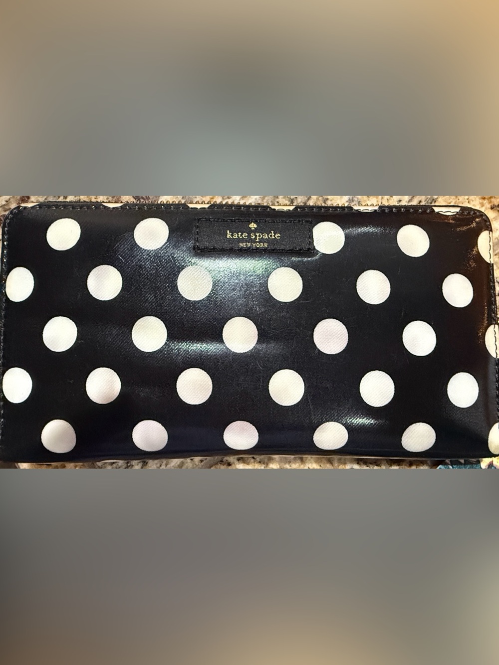 Kate Spade Black and White Polka Dot Zip Wallet